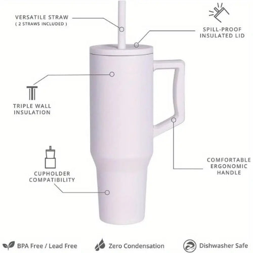 Stainless steel insulated tumbler with handle and lid