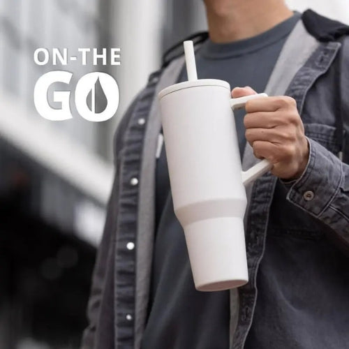 Stainless steel insulated tumbler with handle and lid