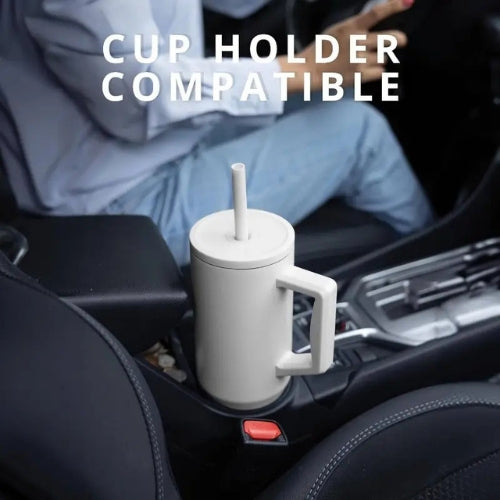 Stainless steel insulated tumbler with handle and lid