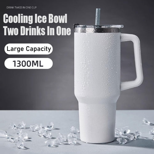 Stainless steel insulated tumbler with handle and lid