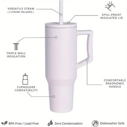 Stainless steel insulated tumbler with handle and lid