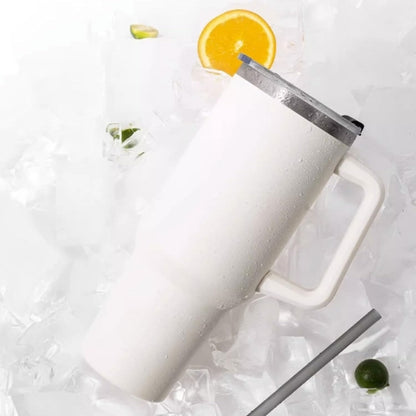 Stainless steel insulated tumbler with handle and lid