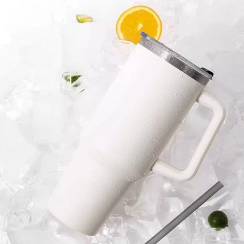 Stainless steel insulated tumbler with handle and lid